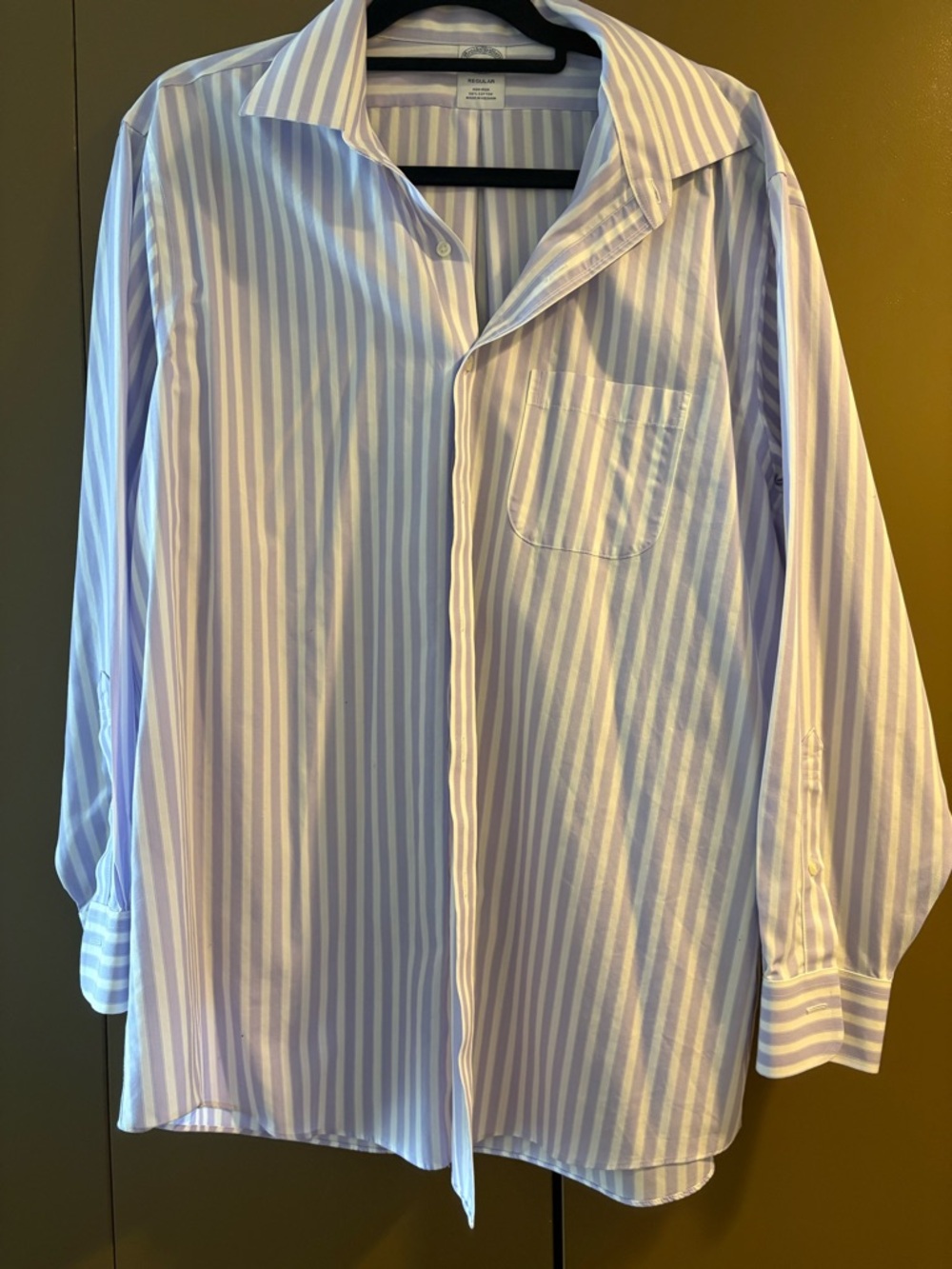 Brooks Brothers Blue and White Vertical Stripe Button-Down Shirt